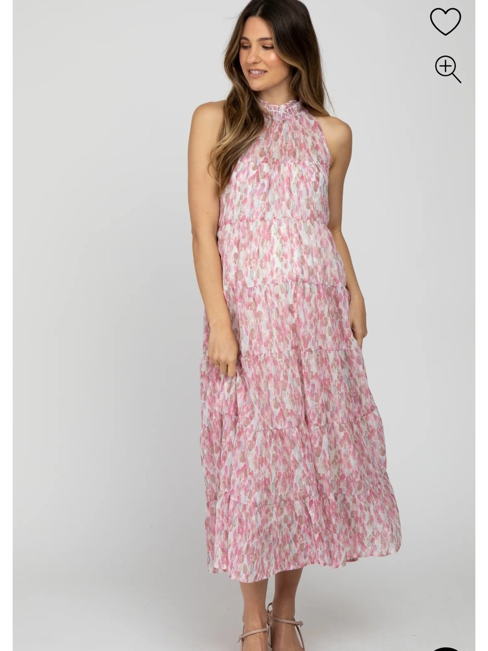 Entro Halter Neck Pink Printed Dress